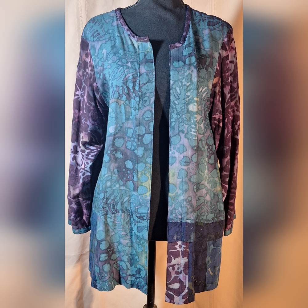 WINTER SUN Women's Blue, Green, and Purple Open Front Blazer/Jacket